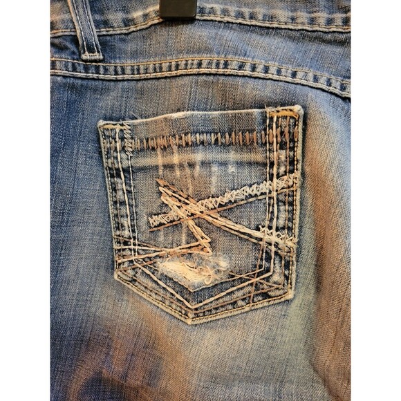 Buckle BKE Capris Jeans Women Sabrina Stretch Blue Distressed Y2K Grunge Biker - Picture 12 of 16